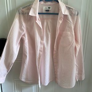 (5/$20) Old Navy Pink and White Checkered Button Down Blouse